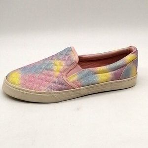 Place Womens Flat Heel Slip On Loafer Sneaker Sparkle Rainbow Colors Quilted‎ 6